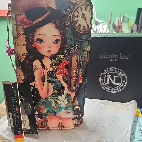 Nicole Lee Artistic Floral Wallet with Clock Design - Picture 1 of 7